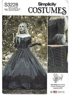 Simplicity Sewing Pattern S3228 Misses18 to 26 Princess Dark Fairy Costume Uncut